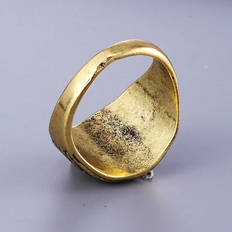 Rear of antiqued gold-tone Masonic ring