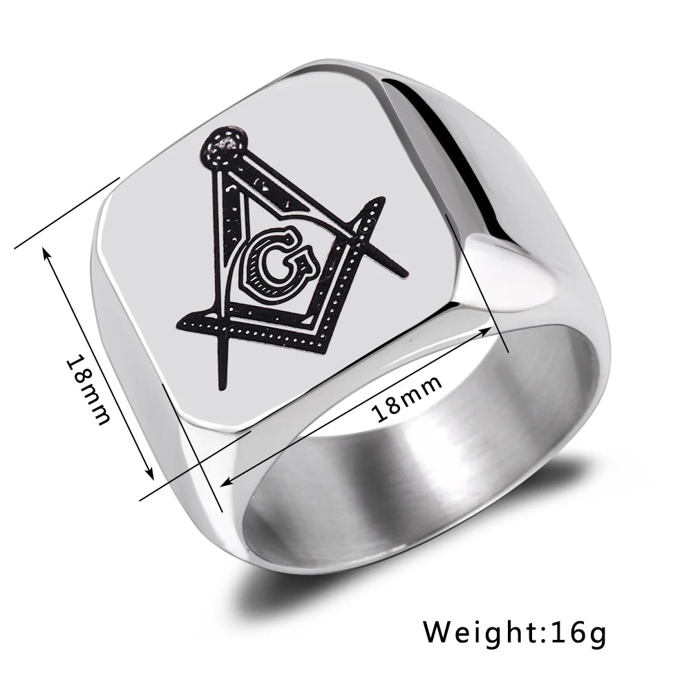 Face dimension diagram for polished square Masonic ring