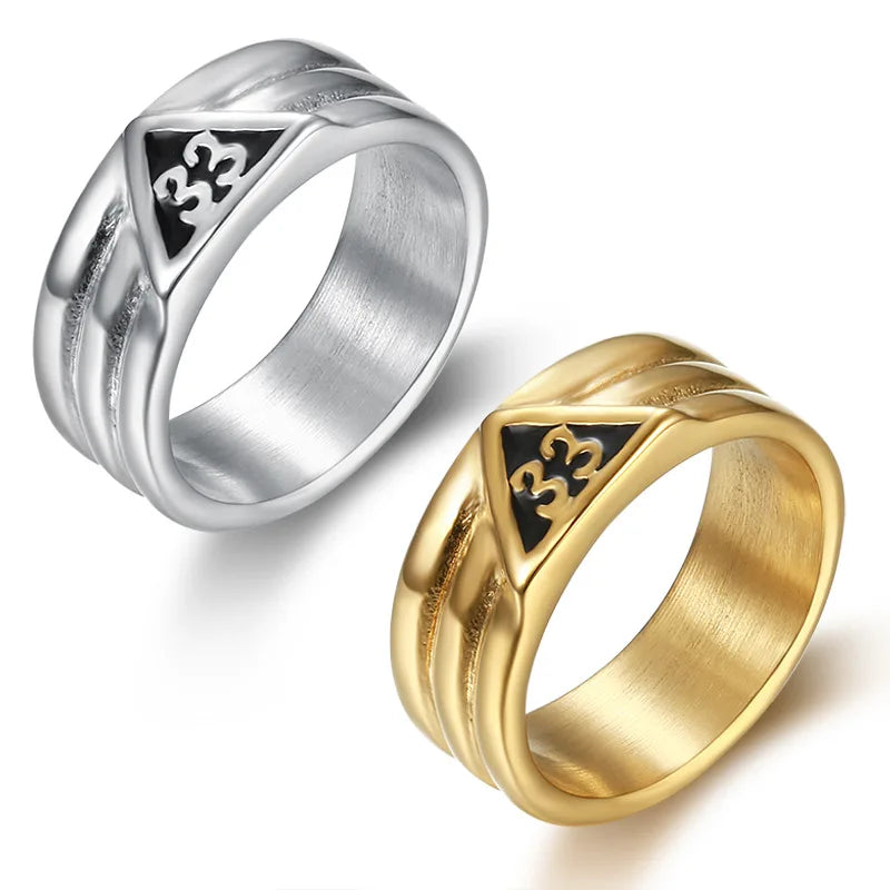 Gold-tone and silver-tone 33rd Degree Scottish Rite triple-ridge rings