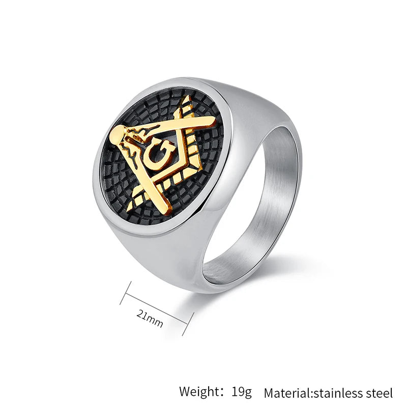 Dimension diagram for round two-tone Masonic ring
