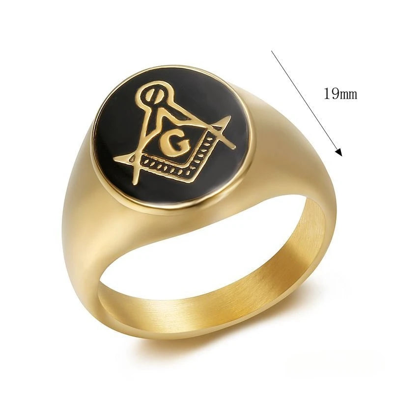 Face dimension diagram for black medallion Masonic ring